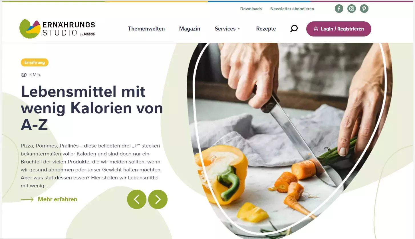Ernährungsstudio Webseite